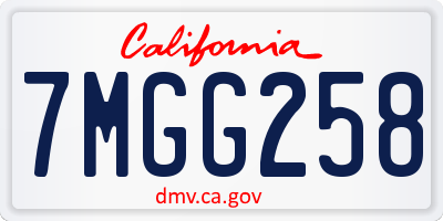CA license plate 7MGG258