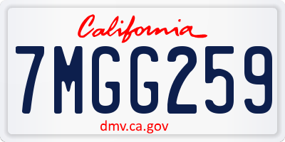 CA license plate 7MGG259