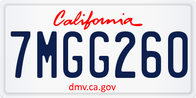 CA license plate 7MGG260