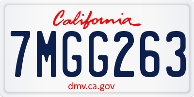 CA license plate 7MGG263