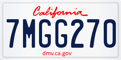 CA license plate 7MGG270