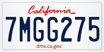 CA license plate 7MGG275