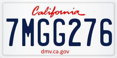 CA license plate 7MGG276