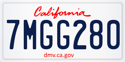CA license plate 7MGG280