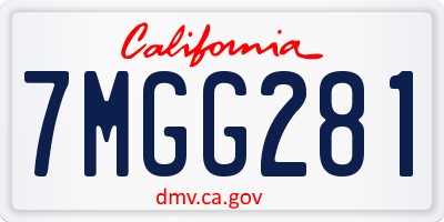 CA license plate 7MGG281