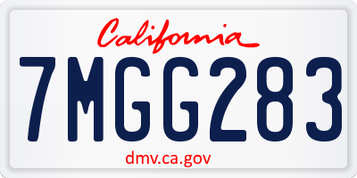 CA license plate 7MGG283