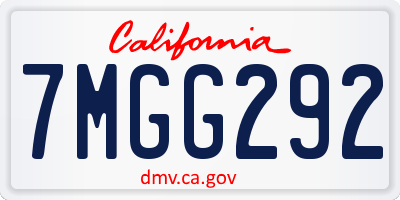 CA license plate 7MGG292