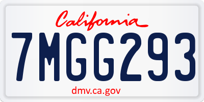 CA license plate 7MGG293