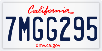 CA license plate 7MGG295