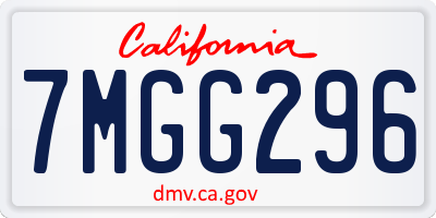 CA license plate 7MGG296