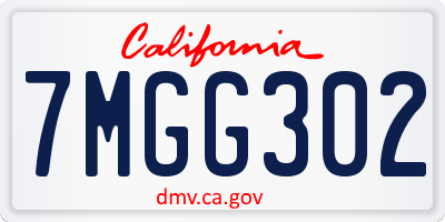 CA license plate 7MGG302