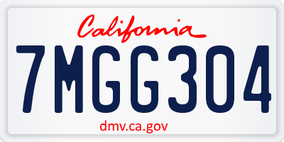 CA license plate 7MGG304