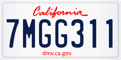 CA license plate 7MGG311
