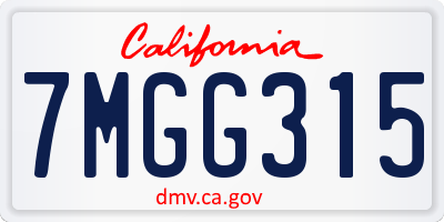 CA license plate 7MGG315