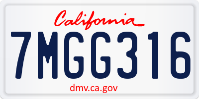 CA license plate 7MGG316