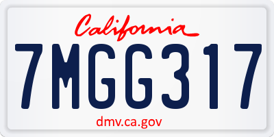 CA license plate 7MGG317