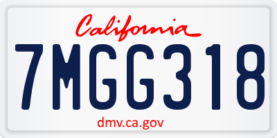 CA license plate 7MGG318