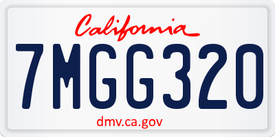 CA license plate 7MGG320