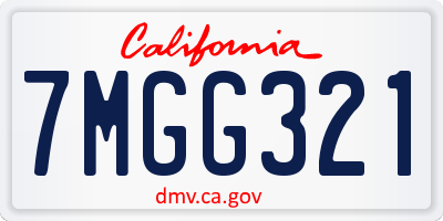 CA license plate 7MGG321