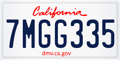 CA license plate 7MGG335