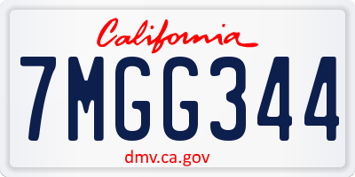 CA license plate 7MGG344