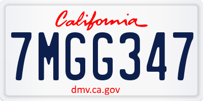 CA license plate 7MGG347
