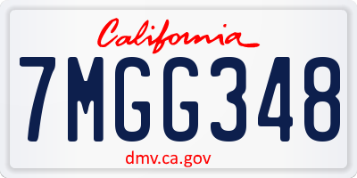 CA license plate 7MGG348
