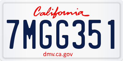 CA license plate 7MGG351