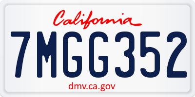 CA license plate 7MGG352
