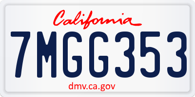 CA license plate 7MGG353