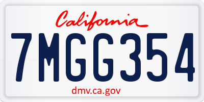 CA license plate 7MGG354