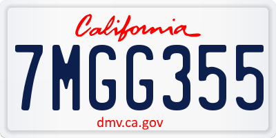 CA license plate 7MGG355