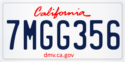 CA license plate 7MGG356