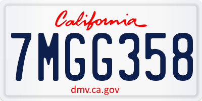 CA license plate 7MGG358