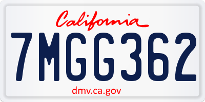 CA license plate 7MGG362