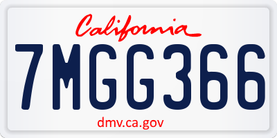 CA license plate 7MGG366
