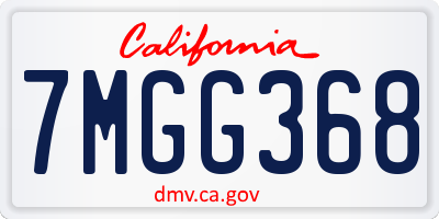 CA license plate 7MGG368