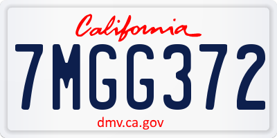 CA license plate 7MGG372