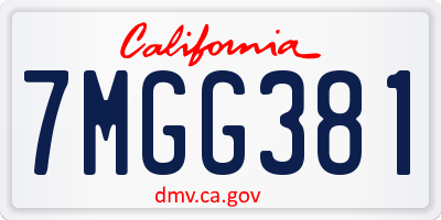 CA license plate 7MGG381