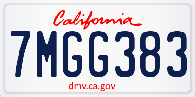 CA license plate 7MGG383