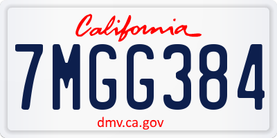 CA license plate 7MGG384