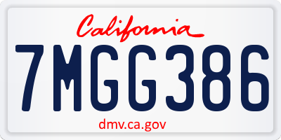 CA license plate 7MGG386