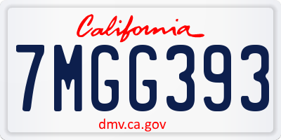 CA license plate 7MGG393