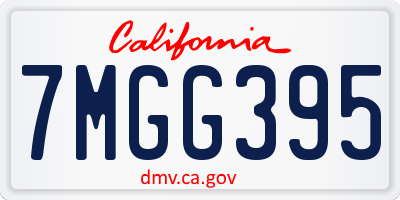 CA license plate 7MGG395