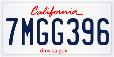 CA license plate 7MGG396
