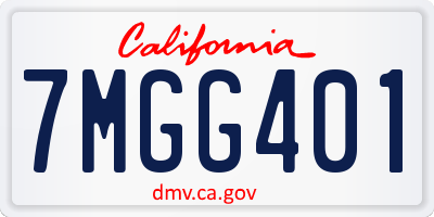 CA license plate 7MGG401