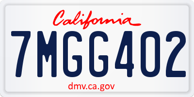 CA license plate 7MGG402