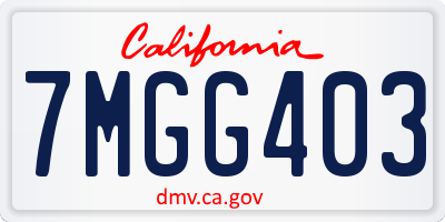 CA license plate 7MGG403