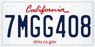 CA license plate 7MGG408