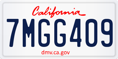 CA license plate 7MGG409